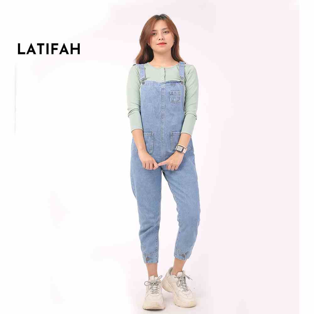 Yếm jeans dài LATIFAH gài cúc ống YJ003 phong cách trẻ hàn quốc