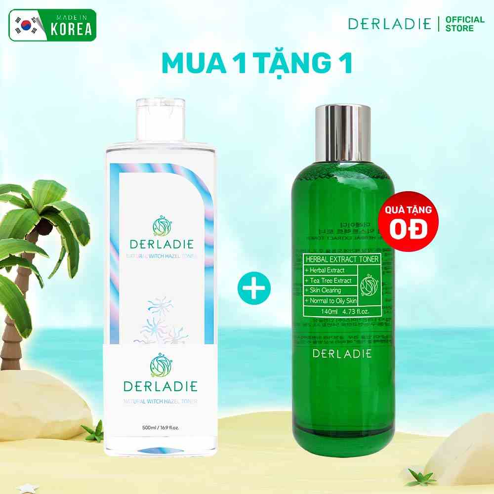 [MUA 1 TẶNG 1] Toner Derladie Natural Witch Hazel Ngừa Mụn, Làm Sạch Da 500ml