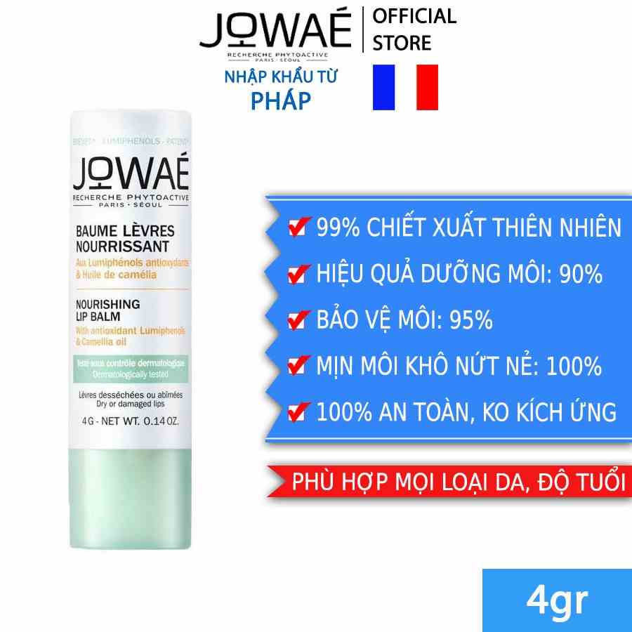 Son Dưỡng Môi JOWAE Dưỡng Ẩm Cho Môi Khô Nứt Nẻ - Mỹ Phẩm Thiên Nhiên Nhập Khẩu Chính Hãng Từ Pháp 4g