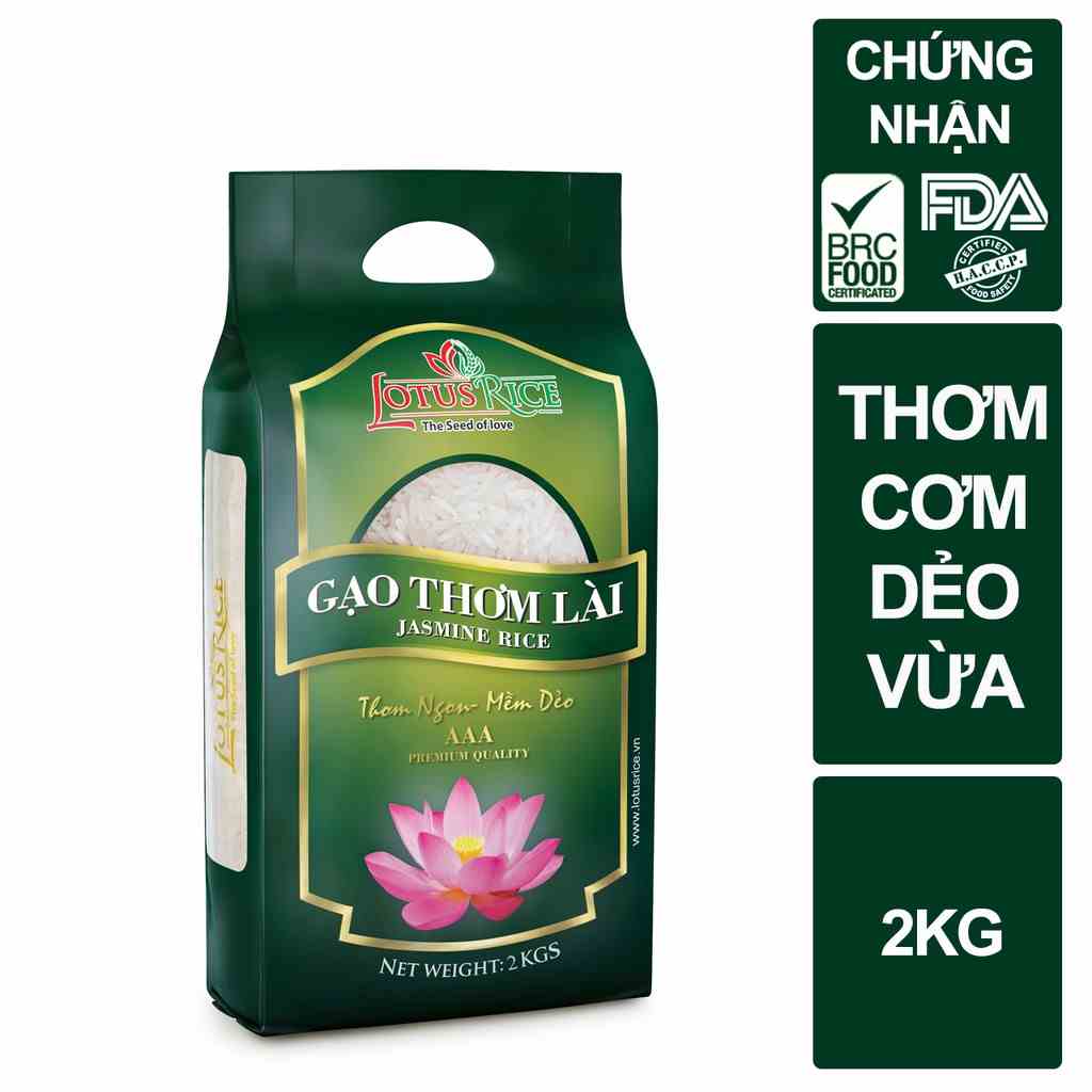 [Mã BMLTB35 giảm đến 35K đơn 99K] Gạo Thơm Lài Lotus Rice 2kg - Cơm ngon dẻo vừa