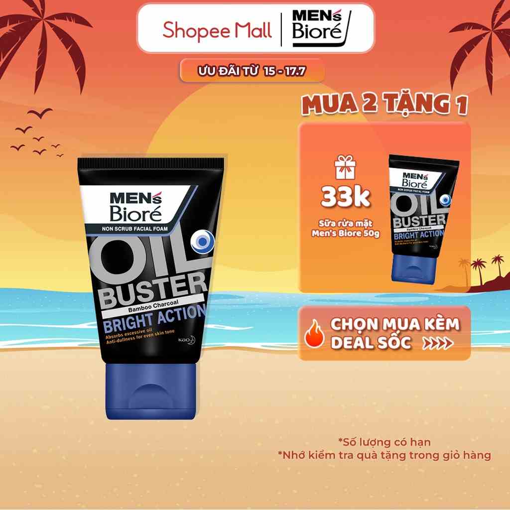 Sữa Rửa Mặt Men Biore OIL BUSTER Sạch Nhờn Sáng Da 100g