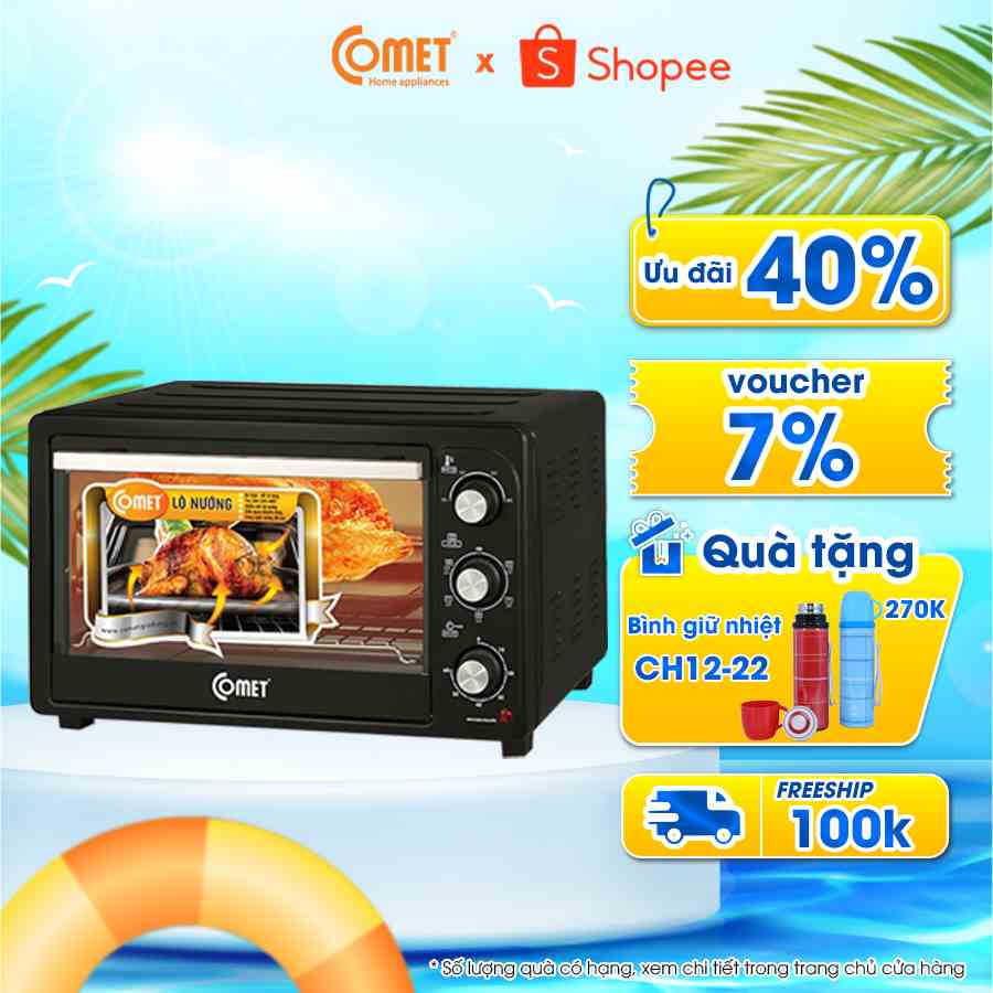 [Mã ELCMVIP1 giảm 10% đơn 699K] Lò nướng điện đa năng 28L Comet CM6518