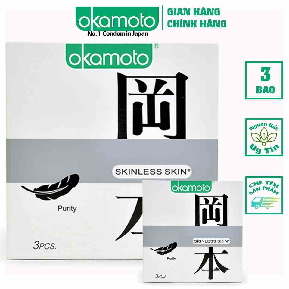 [Mã BMLT35 giảm đến 35K đơn 99K] [ Combo 2 hộp ] Bao Cao Su Okamoto Skinless Skin Purity Không Mùi Tinh Khiết Hộp 3 Cái