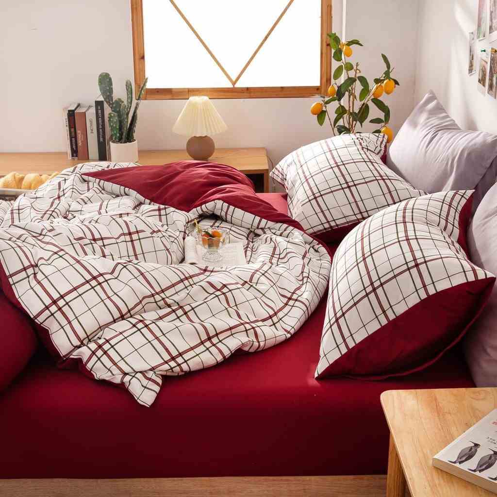 [Mã BMLTA35 giảm đến 35K đơn 99K] Bộ Chăn Ga Gối Cotton Tici Emmibedding store mẫu kẻ chất đẹp