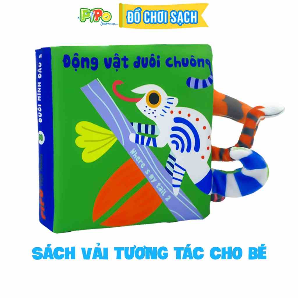 Đồ chơi Pipovietnam -Sách vải tương tác đoán đuôi song ngữ Anh Việt -Đuôi mình đâu 2 -cho bé sơ sinh từ 6 tháng tuổi