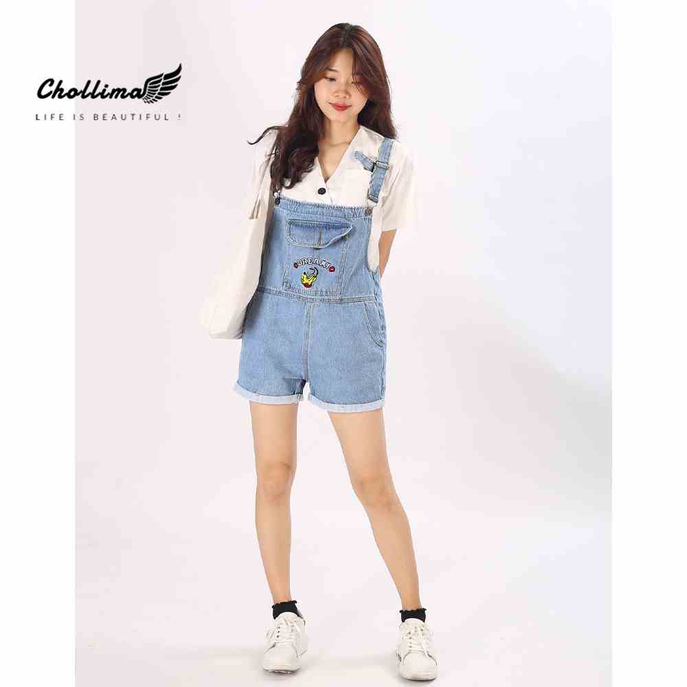 Yếm short jean Chollima thêu cún YJ008