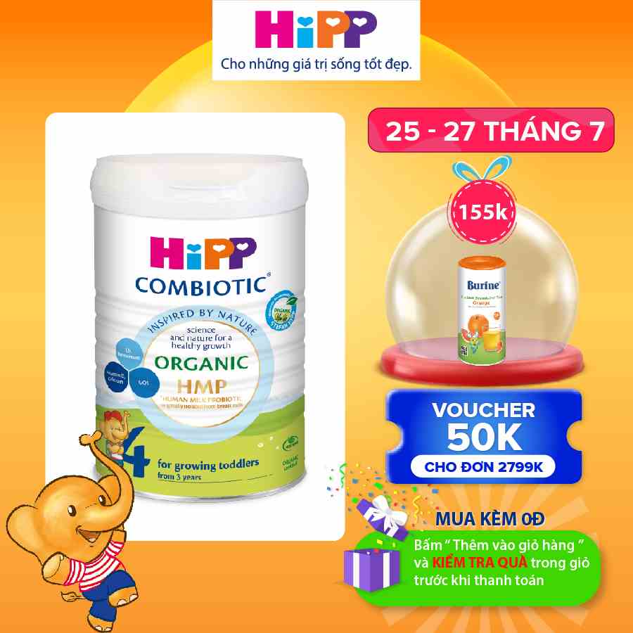 Sữa bột công thức HiPP 4 Organic Combiotic 800g (dành cho trẻ từ 3 tuổi)