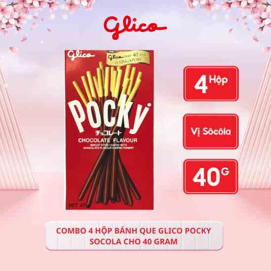 [Mã BMLTB35 giảm đến 35K đơn 99K] Combo 4 hộp bánh que Glico Pocky Socola Cho 40 gram