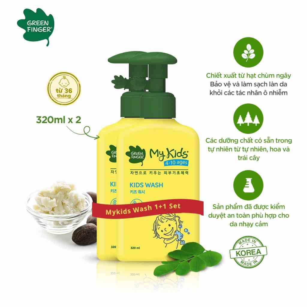 [Mã BMLTA35 giảm đến 35K đơn 99K] Combo 2 chai Sữa Tắm Chăm Sóc Da Đặc Biệt Cho Trẻ em GREENFINGER MY KIDS WASH 320ml