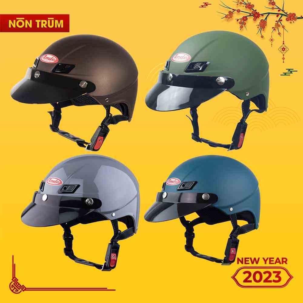 [Mã BMTTC60K giảm đến 60K đơn 50K] Nón bảo hiểm ANDES 109 gắn lưỡi trai chính hãng