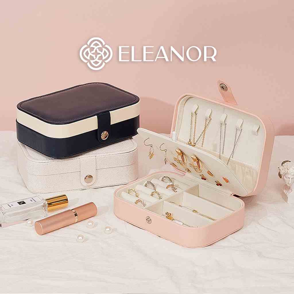 Hộp đựng trang sức cao cấp Eleanor Accessories nhiều ngăn khóa bấm phụ kiện trang sức 0171