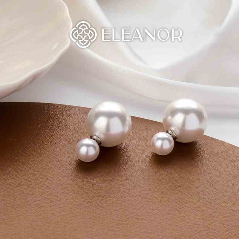 Bông tai nữ chuôi bạc 925 Eleanor Accessories ngọc trai nhân tạo lớn phụ kiện trang sức 3660