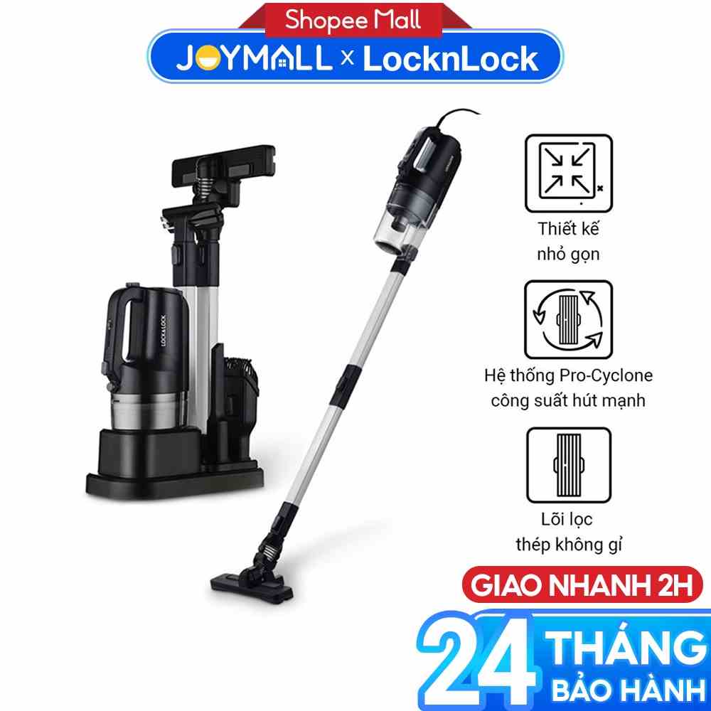 Máy hút bụi Lock&Lock cầm tay ENV336BLK 400w - Hàng chính hãng có dây, lực hút mạnh, đa dạng đầu hút, gọn nhẹ - JoyMall