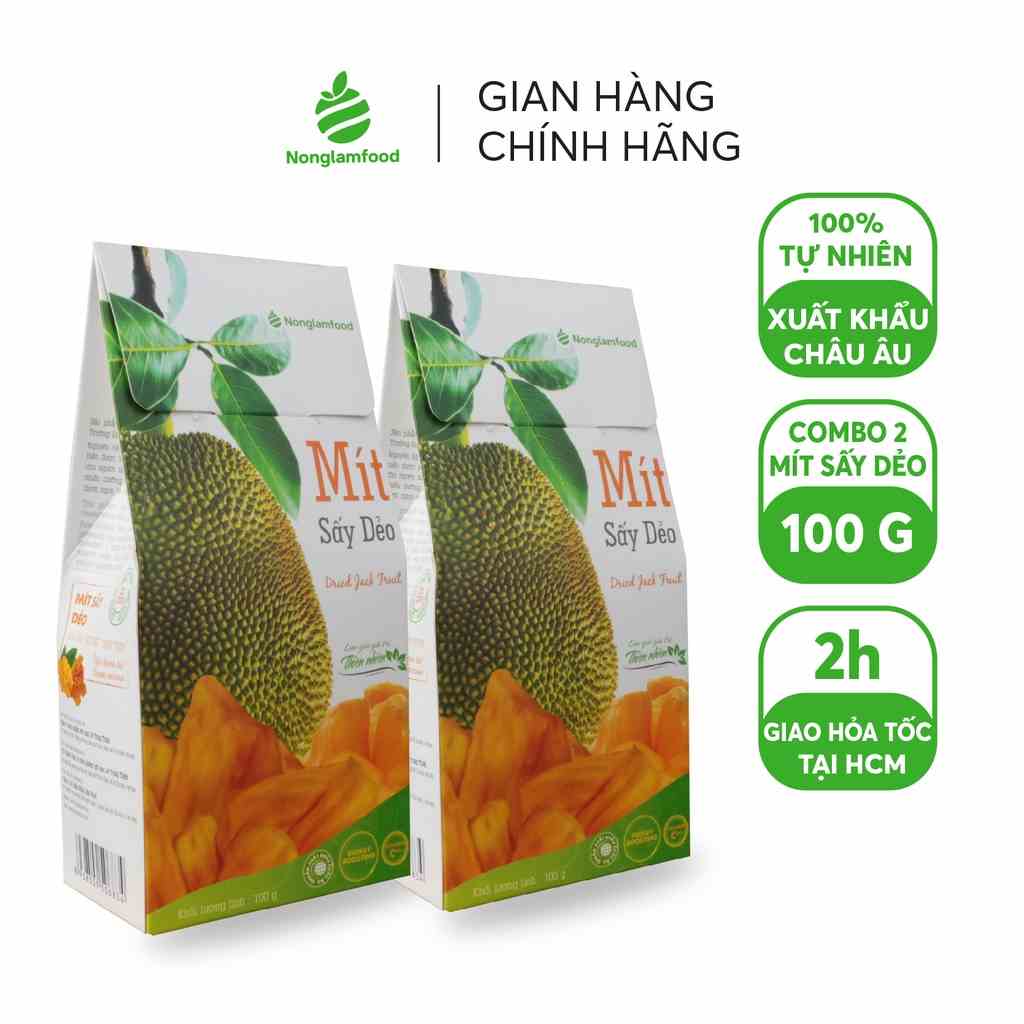 [Mã BMLTA35 giảm đến 35K đơn 99K] Combo 2 hộp mít sấy dẻo Nonglamfood 100g | Đô ăn vặt healthy