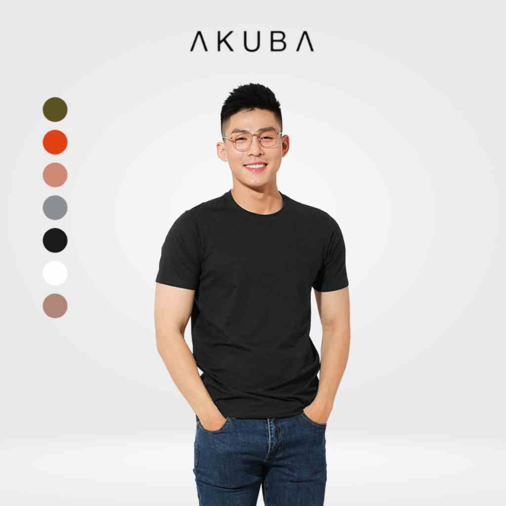 Áo thun nam trơn cotton 4 chiều AKUBA form slimfit basic tay ngắn, vải mịn, thấm hút mồ hôi tốt 01J655