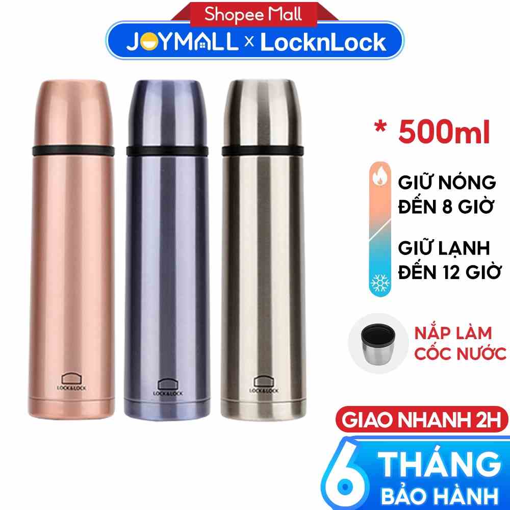 Bình giữ nhiệt Lock&Lock 500ml Vienna LHC1430 - Hàng chính hãng, miệng bình rộng, nắp dùng làm cốc nước uống - JoyMall