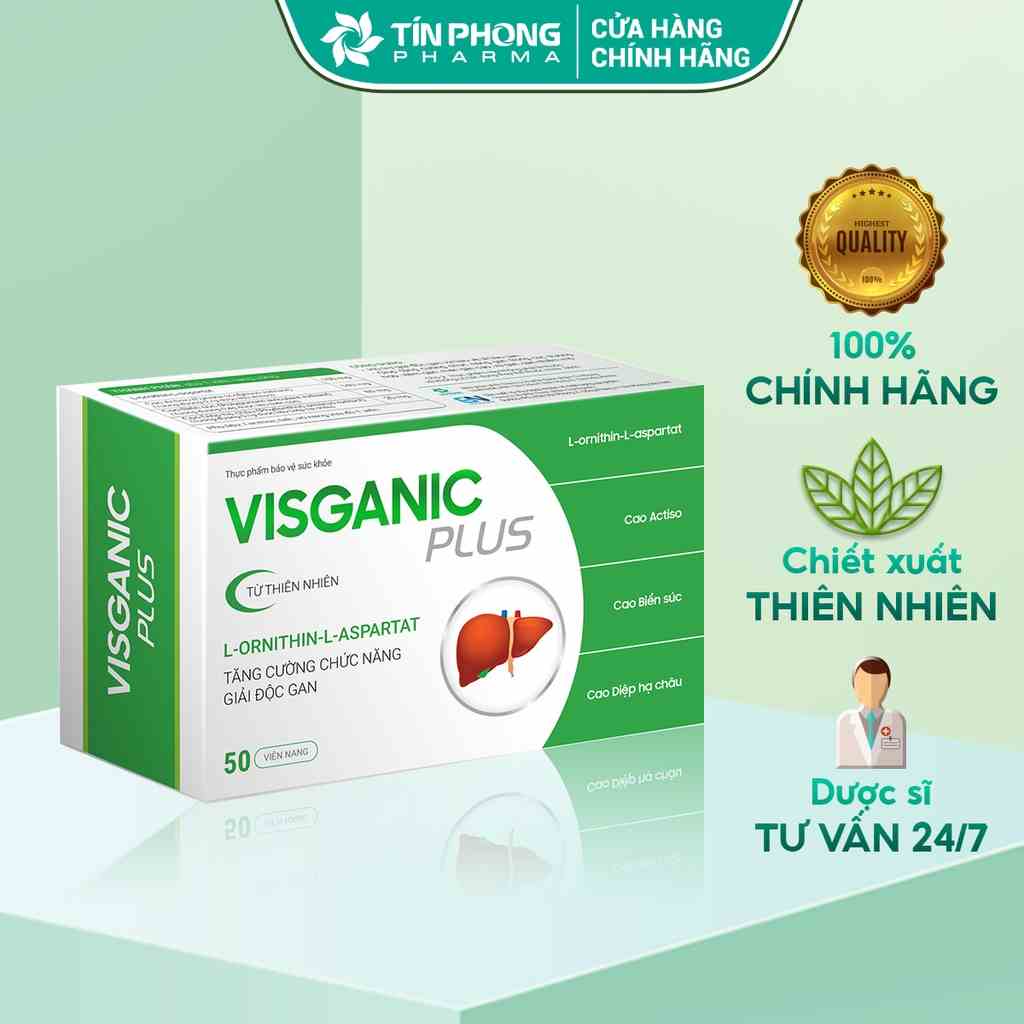 Tăng Cường Chức Năng Giải Độc Gan Visganic Plus Thành Phần Thiên Nhiên, An Toàn Lành Tính Hộp 50 Viên TTP021