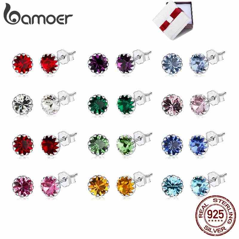 Bông tai bạc 925 BAMOER SCE862 đính đá zircon