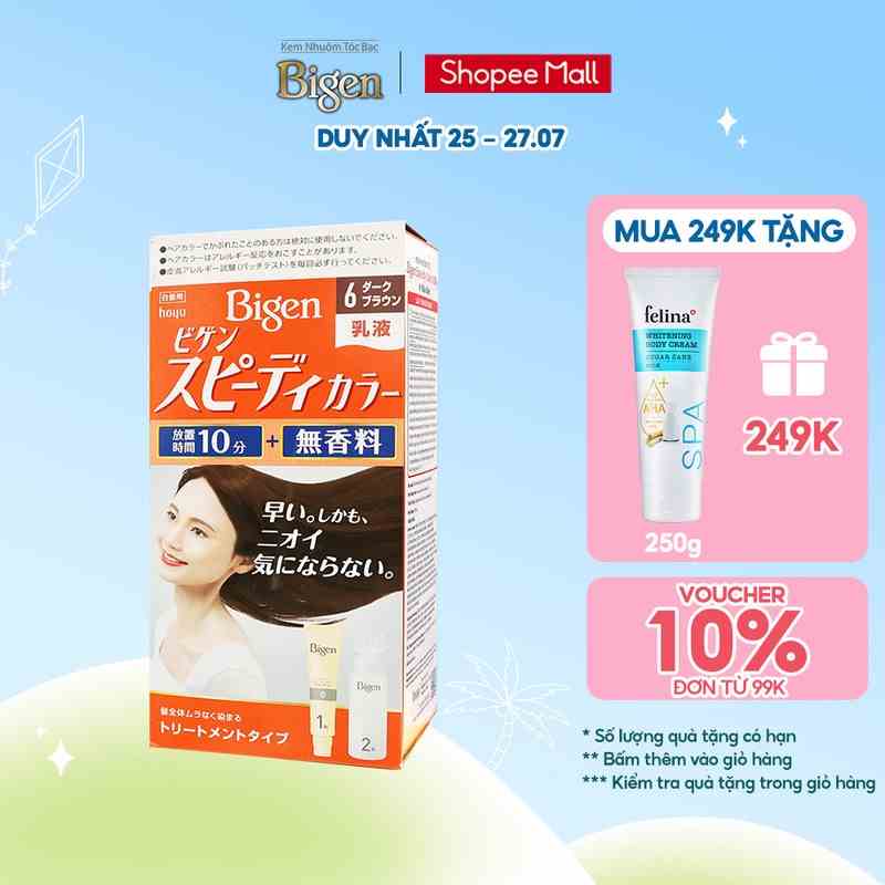 Thuốc nhuộm phủ bạc Bigen Milky 100ml dạng kem nhập khẩu Nhật Bản, nhuộm tóc bạc hoàn toàn, nhuộm dễ tại nhà