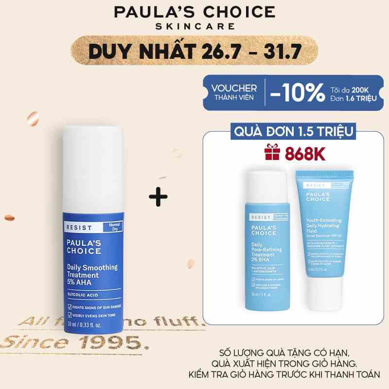 Kem loại bỏ tế bào chết làm mềm da chứa 5% AHA Paulas Choice Resist Daily Smoothing Treatment With 5% AHA 10ml 7667