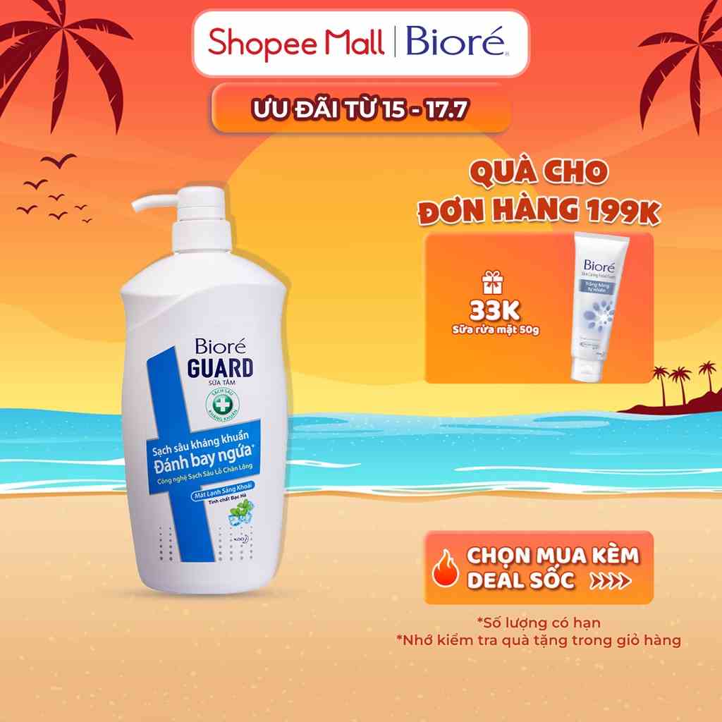 Bioré Sữa Tắm Sạch Sâu Kháng Khuẩn Guard – Mát Lạnh Sảng Khoái 800g