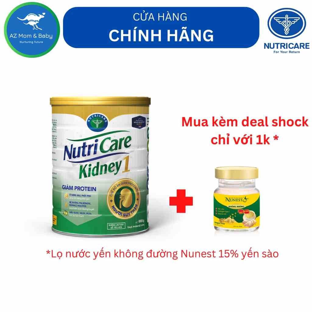 Sữa bột Nutricare Kidney 1 - dinh dưỡng cho người suy thận, tiền chạy thận nhân tạo (900g)