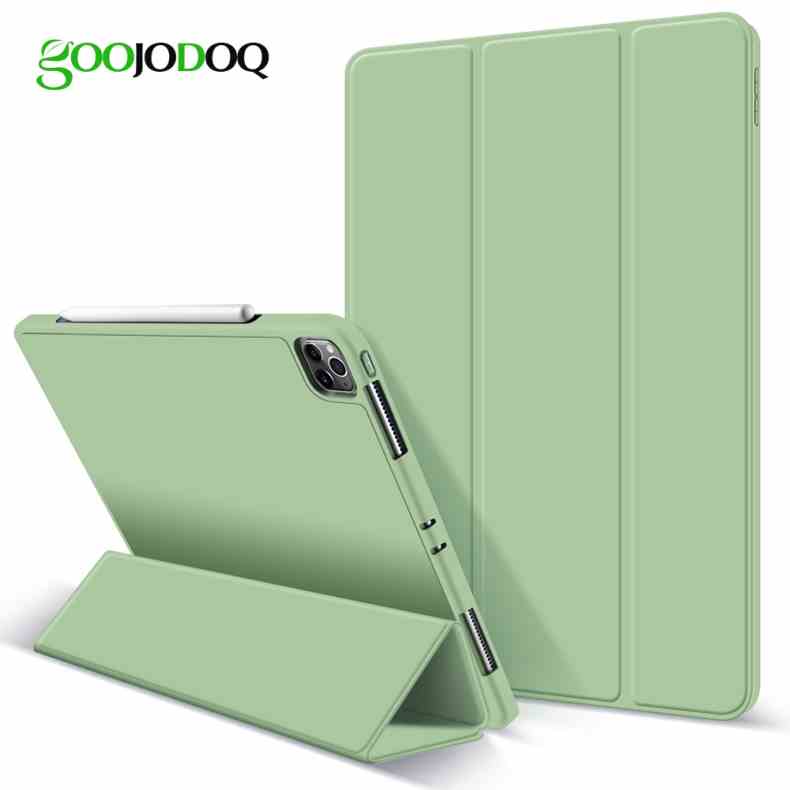 Bao da máy tính bảng nắp gập có khe đựng bút và chế độ thức/ngủ thông minh cho iPad Pro 11 12.9 2020 GOOJODOQ