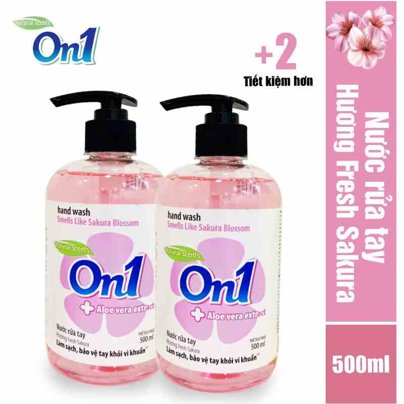 [Mã BMLTA35 giảm đến 35K đơn 99K] COMBO 2 chai nước rửa tay sạch khuẩn ON1 hương Fresh Sakura (2 chai x 500ml) RT506