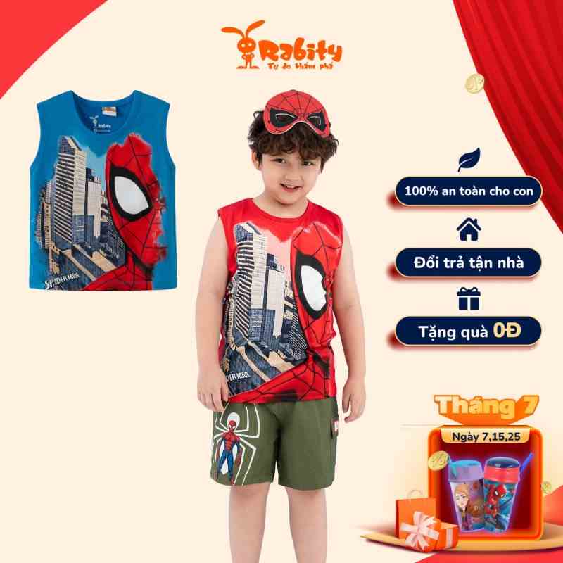 Áo ba lỗ bé trai Spiderman Rabity siêu nhân vải cotton mềm mại thoáng mát 5678