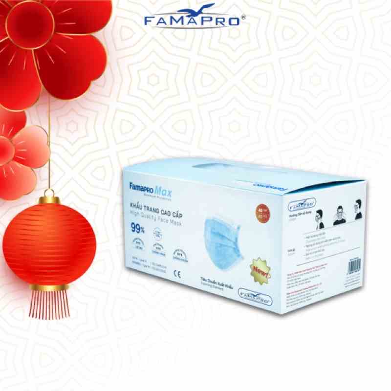 [HỘP40 CÁIMÀU XANH] Khẩu trang y tế cao cấp 4 lớp kháng khuẩn Famapro max