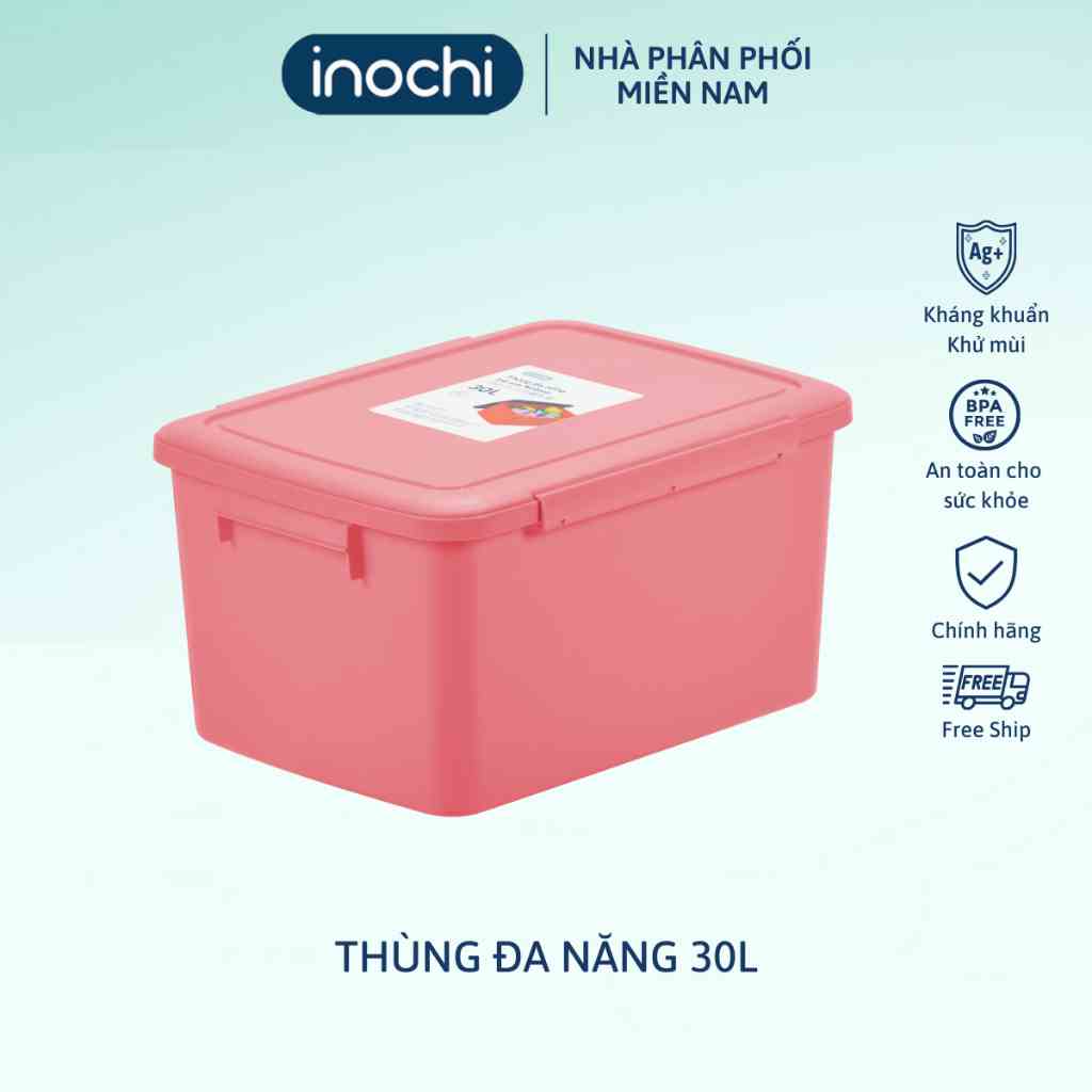 Thùng đa năng 30L đựng đồ trẻ em Inochi, thiết kế có nắp đậy kín tránh côn trùng