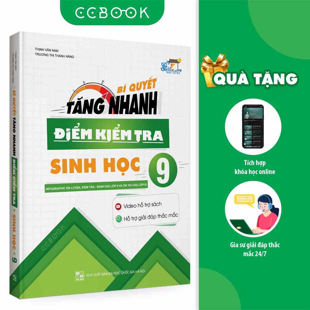 Sách - Bí quyết tăng nhanh điểm kiểm tra Sinh học 9 - Tham khảo lớp 9 - Chính hãng CCbook