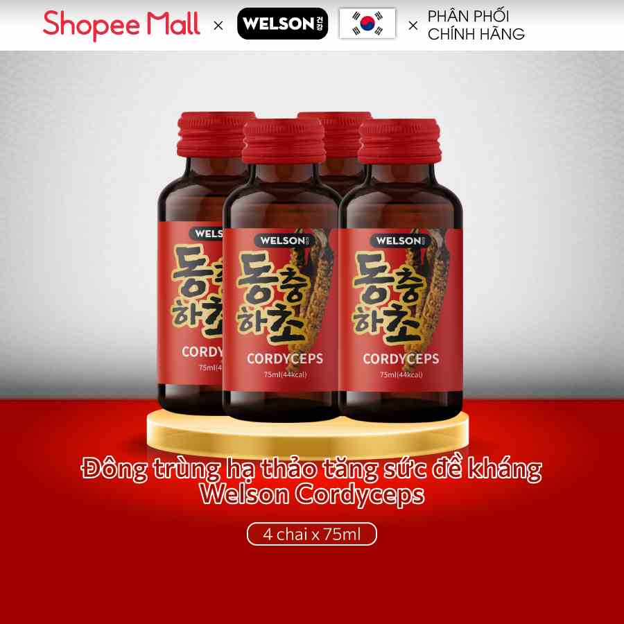 Đông trùng hạ thảo tăng sức đề kháng Welson Cordyceps hộp 4 chai x 75ml