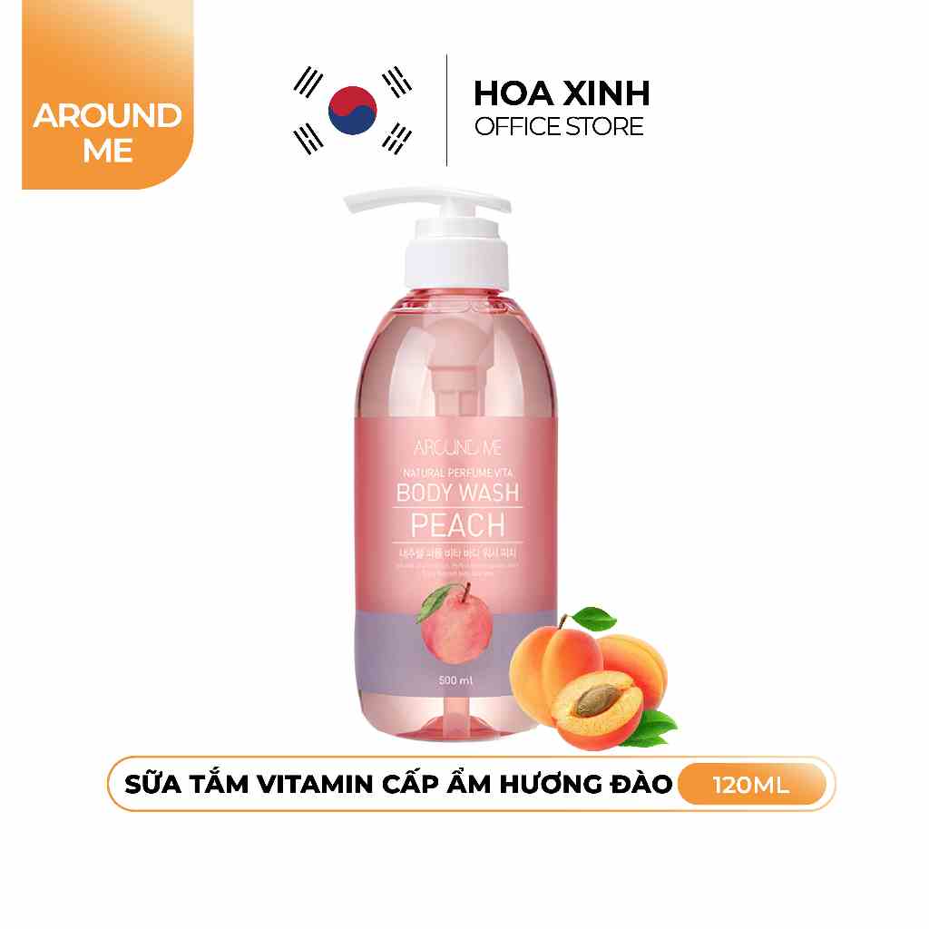 Sữa Tắm Dưỡng Ẩm Cơ Thể  Hương Hương Đào Around Me (Welcos) Vita Body Shower Wash Peach 500ml