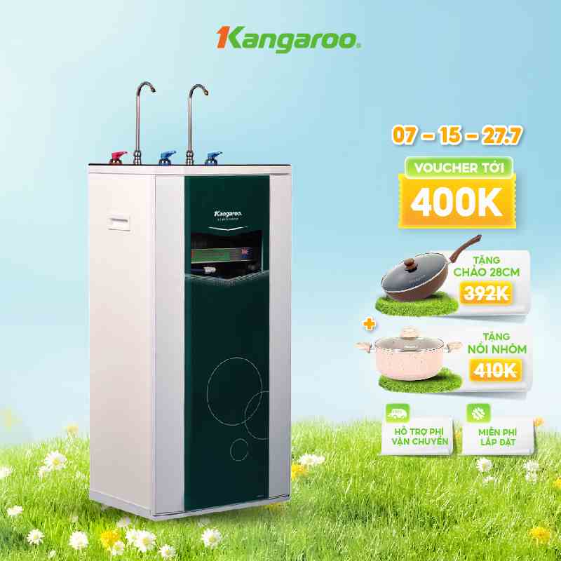 [MIỄN PHÍ LẮP ĐẶT] Thiết bị lọc nước Kangaroo RO 2 vòi, 10 lõi KG10A3 vỏ tủ VTU màu xanh(kèm carton)