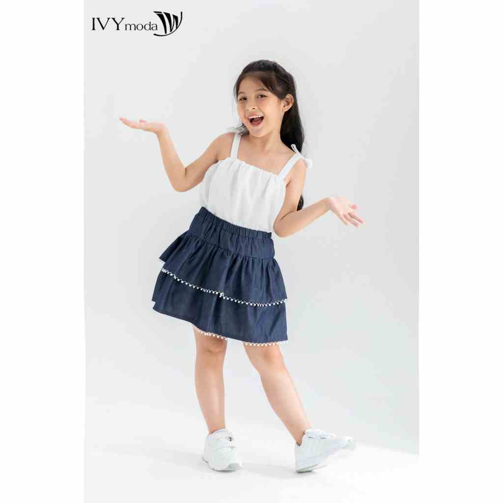 Áo 2 dây lụa nhăn bé gái IVY moda MS 12G1131