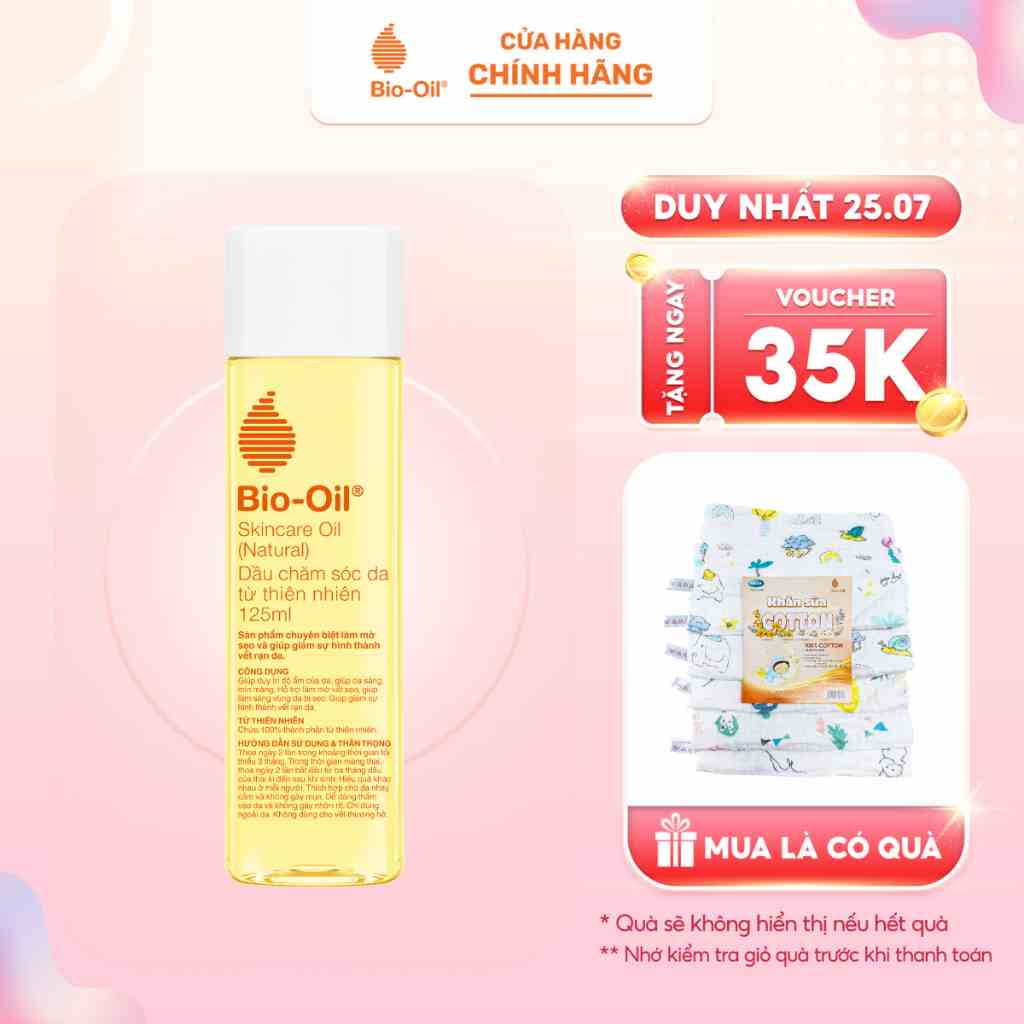 Dầu chăm sóc da từ Thiên Nhiên giúp giảm rạn dạ, mờ sẹo cho da nhạy cảm - BIO-OIL SKINCARE OIL (NATURAL) (chai 125ml)