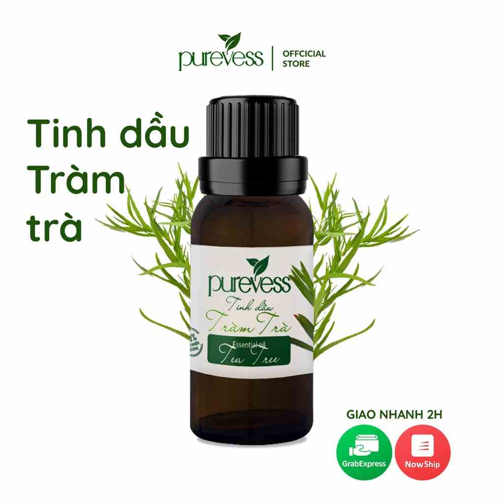 Tinh dầu Tràm Trà Purevess, giúp thư giãn và thanh lọc không khí. Dung tích: 30ml