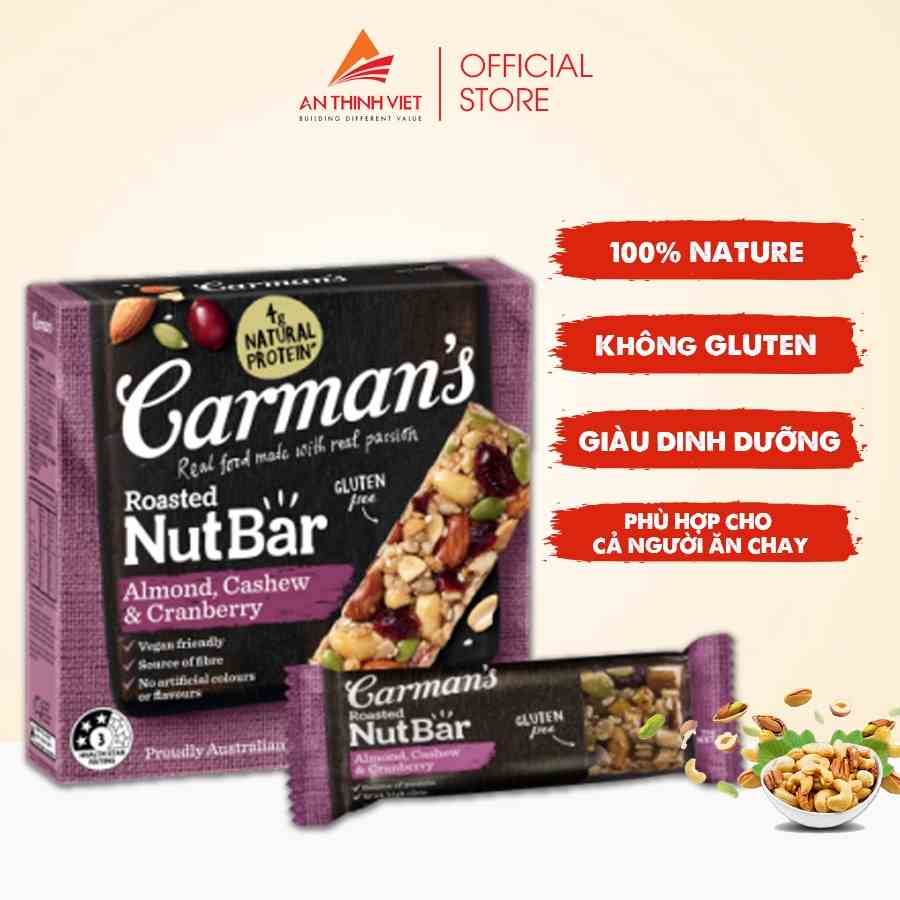 Thanh Hạt Carmans Nut Bar Hạnh Nhân, Hạt Điều, Nam Việt Quất - 175g