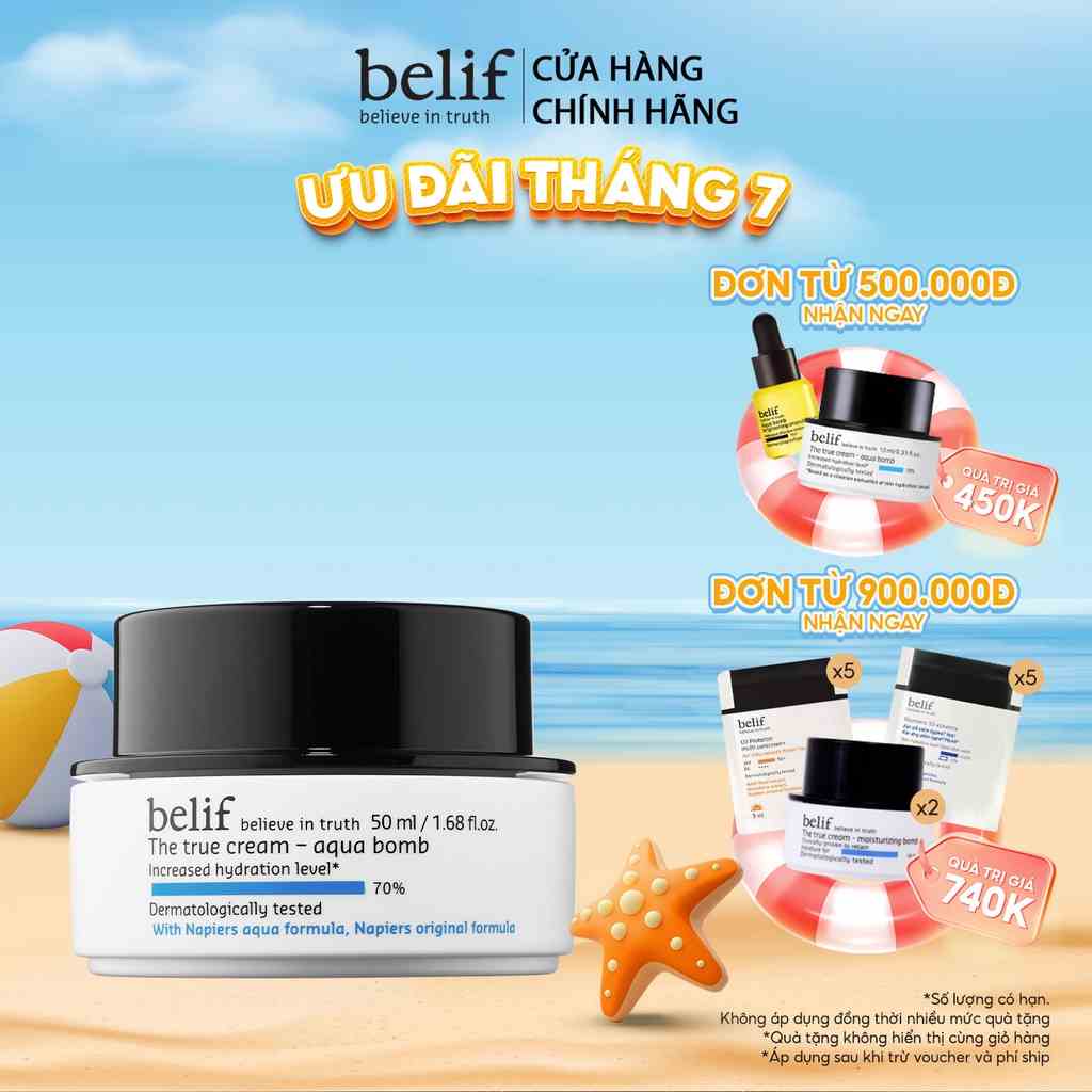 [Mã COSLUX07 giảm 120K đơn 1500K] Kem cấp ẩm tức thì dạng gel Belif The True Cream Aqua Bomb 50ml