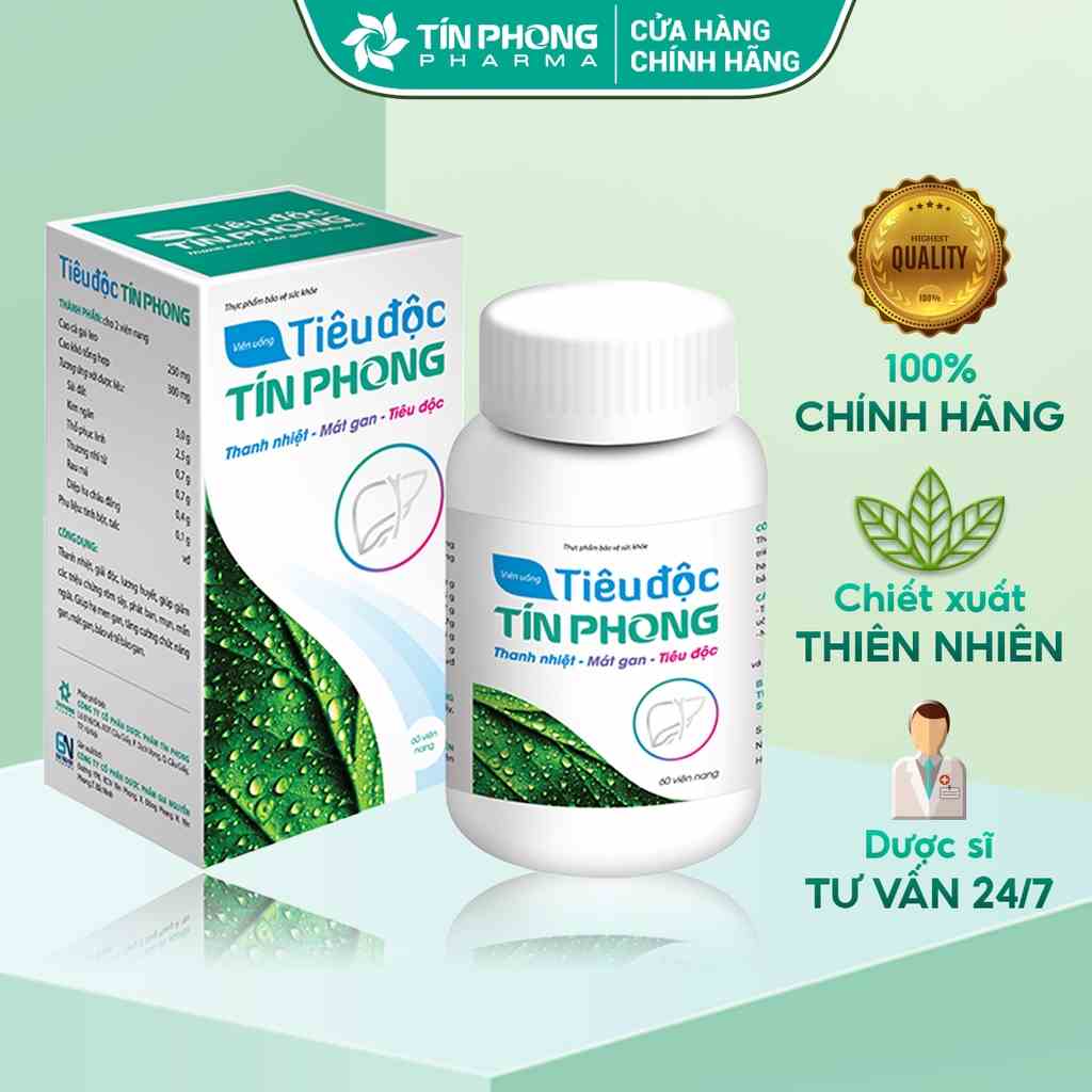 Tiêu Độc Tín Phong Giúp Giải Độc Gan, Mát Gan, Thanh Nhiệt Thành Phần Tự Nhiên, Tăng Cường Chức Năng Gan Hộp 50- 60 Viên