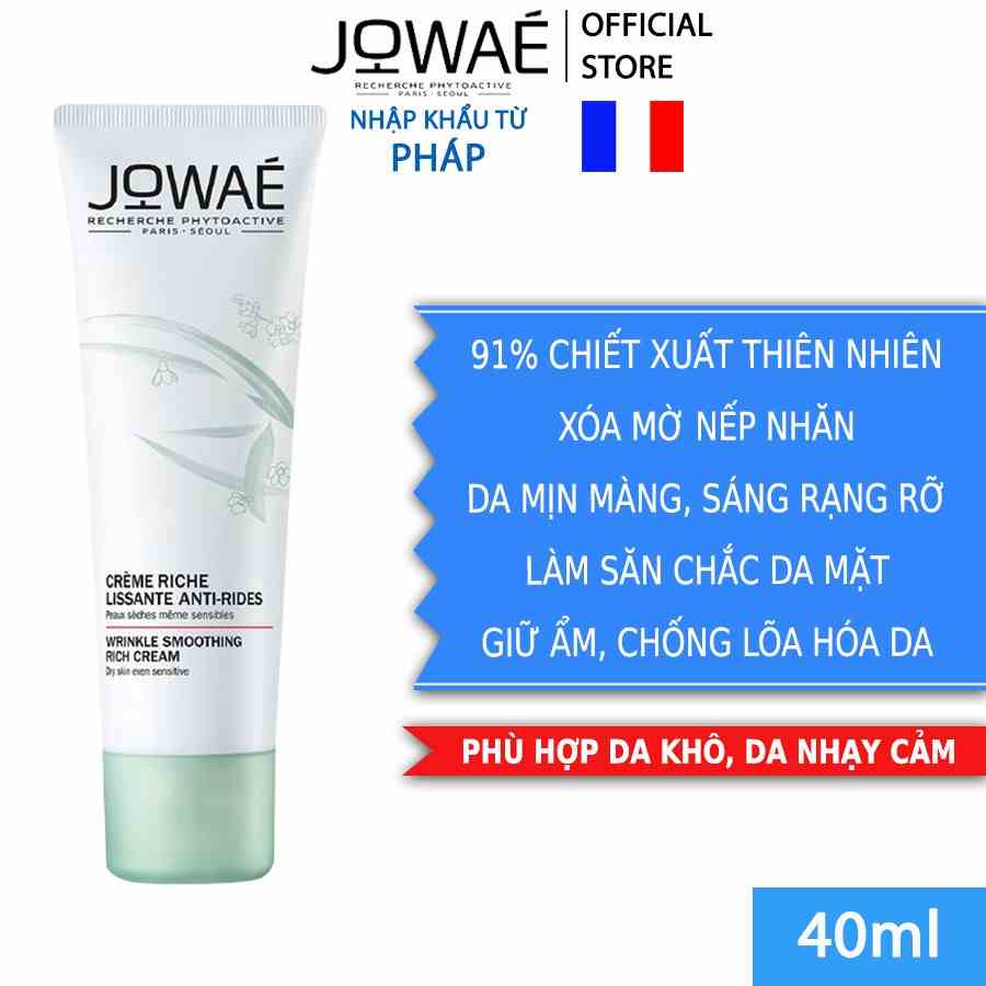 Kem Mờ Nếp Nhăn Cho Da Khô JOWAE chống lão hóa Mỹ Phẩm Thiên Nhiên Nhập Khẩu Từ Pháp 40ml - WRINKLE SMOOTHING RICH CREAM