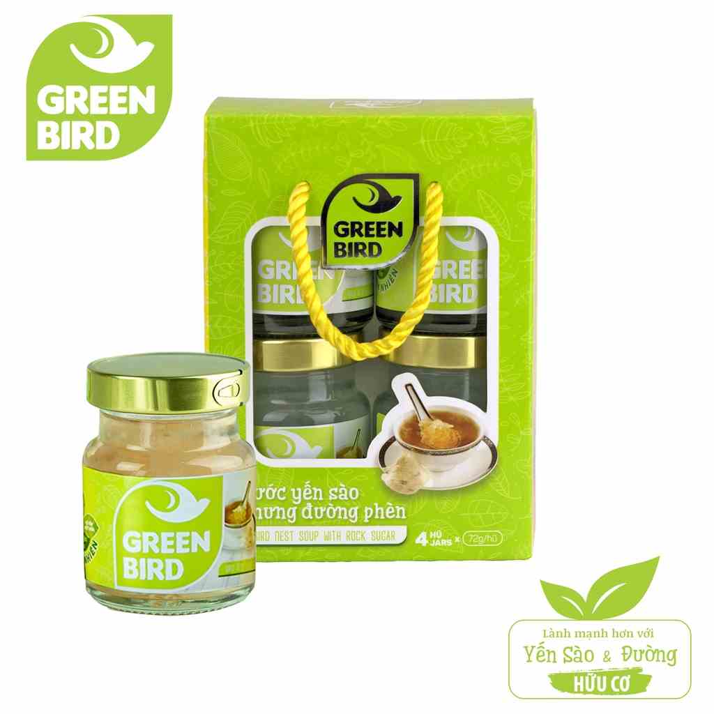 Lốc Green Bird Nước Yến Sào Chưng Đường Phèn - 4 Hũ x 72g