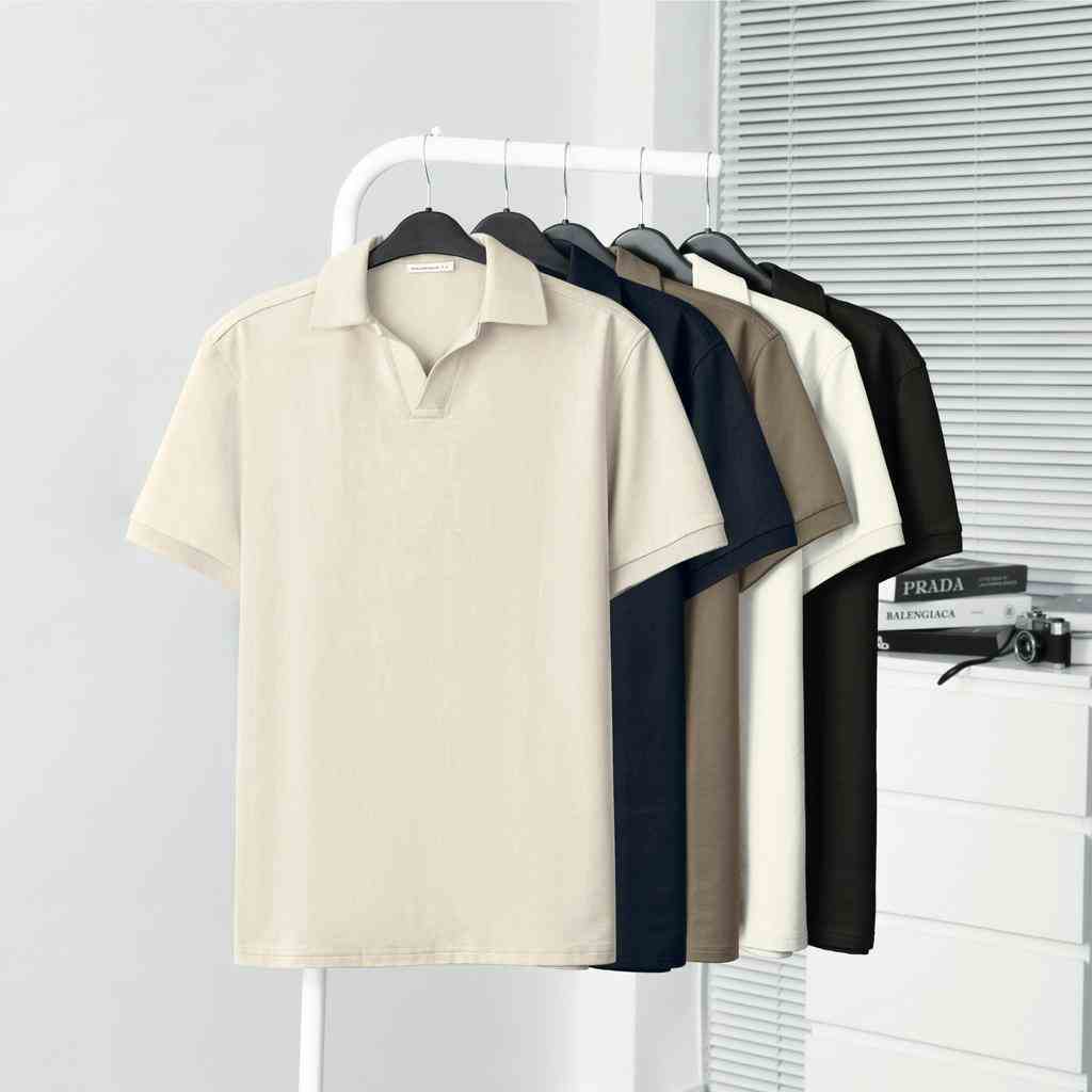 Áo Polo nam có cổ BASIC VEE 2 vải cá sấu cotton, nam tính, chỉn chu, sang trọng - POLOMANOR