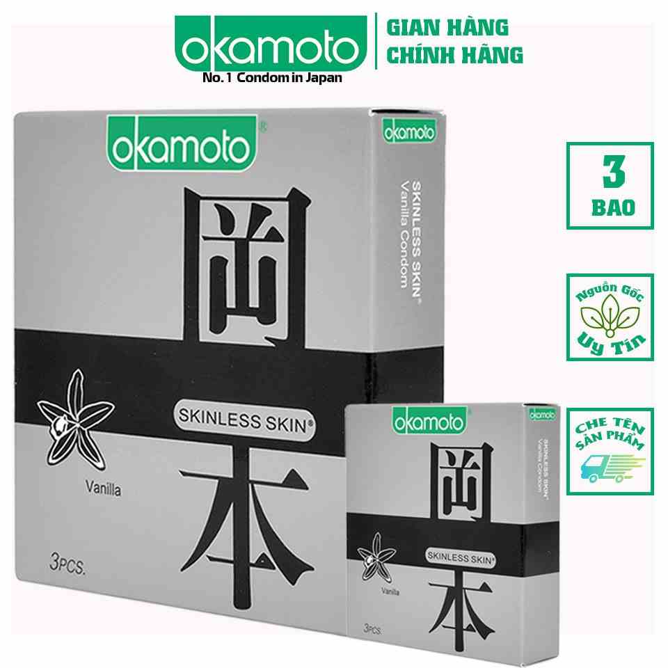 [Mã BMLTB35 giảm đến 35K đơn 99K] [ Combo 2 hộp ] Bao Cao Su Okamoto Skinless Skin Vanilla Hương Vani Hộp 3 Cái