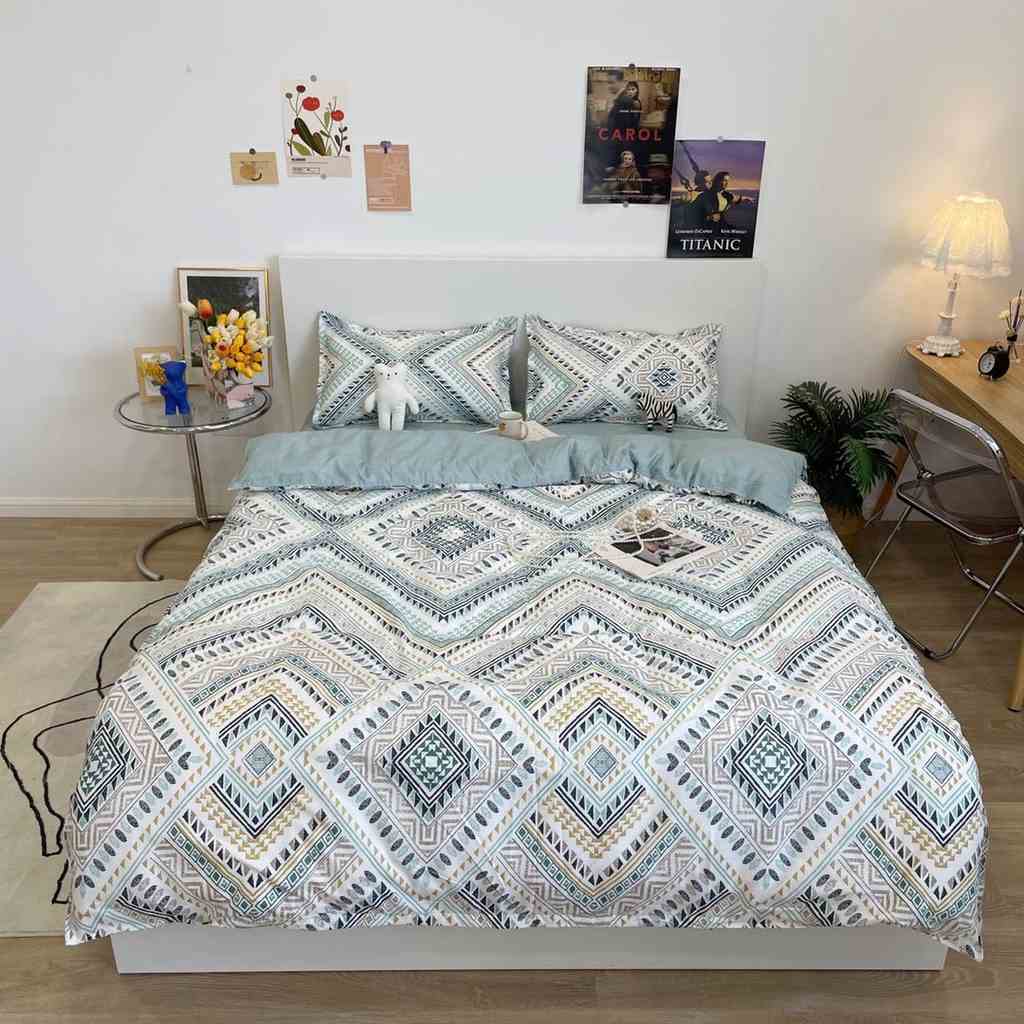 Bộ Chăn Ga Gối HIN BEDDING Chần Bông Thông Minh Lồng Được Ruột Kích Thước 2mx2m2 Ga Nệm Đủ Kích Thước