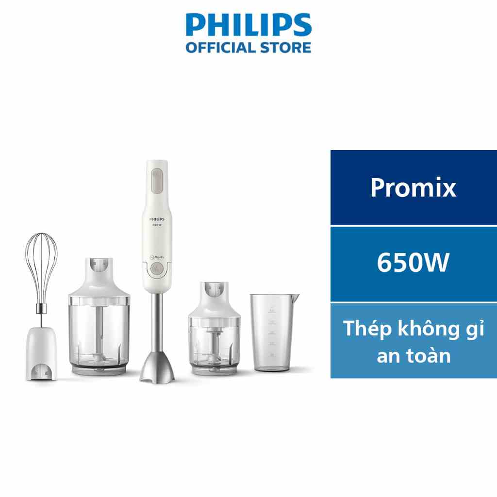 Máy xay cầm tay Promix PHILIPS HR2537 /00 650W full phụ kiện - Hàng Chính Hãng