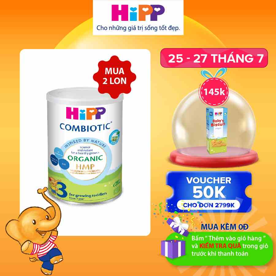 Sữa bột công thức HiPP 3 Organic Combiotic 350g