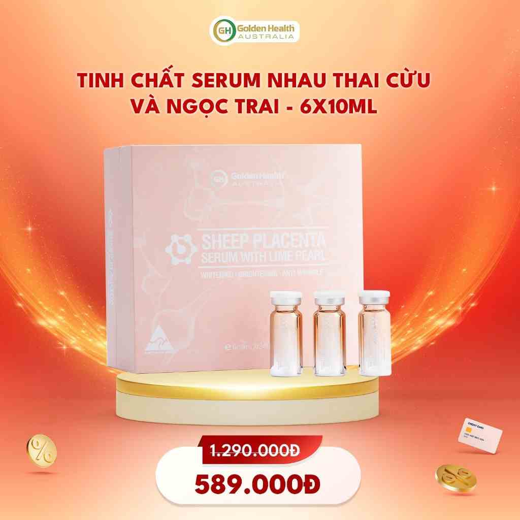 [Mã BMTTC60K giảm đến 60K đơn 50K] [GOLDEN HEALTH] Tinh chất serum nhau thai cừu và ngọc trai - Hộp 6 lọ