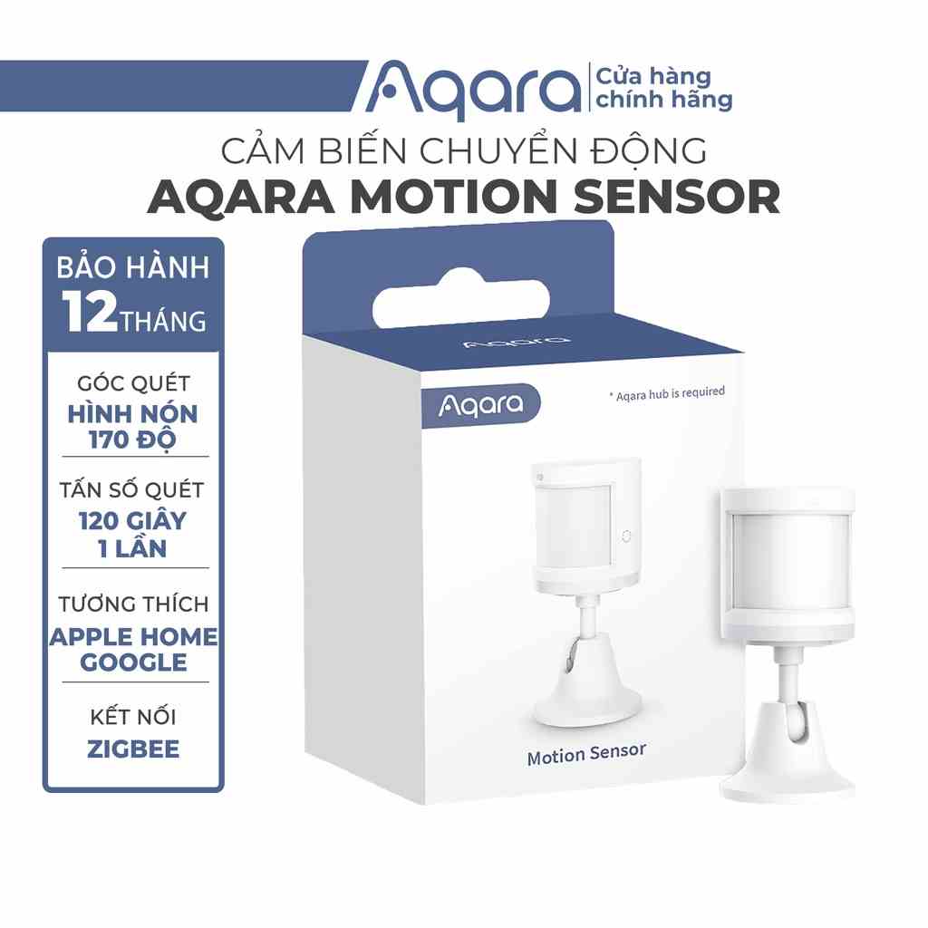 Cảm biến chuyển động Aqara Motion Sensor RTCGQ11LM - Góc quét 170 rộng độ, Hỗ trợ HomeKit - Cần trang bị Hub